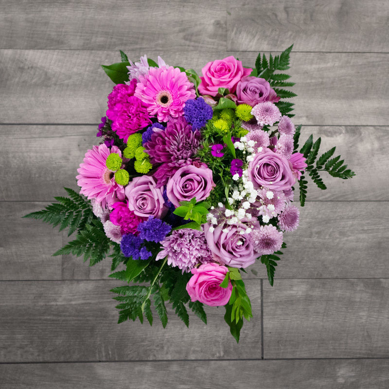 Framboise - Beautiful Pink and Purple Flower Arrangement Delivered on Demand Same Day